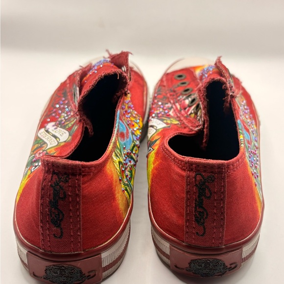 Ed Hardy Y2K women's tattoo slip-on "Love Eternal" rhinestones sneaker size 10 - Picture 4 of 6